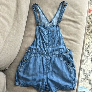 Soft denim looking overall shorts